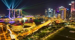 Water and Light Show at Marina Bay