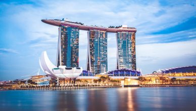 Singapore's Marina Bay with iconic landmarks and waterfront view