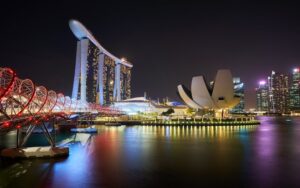 Marina Bay Sands in Singapore with its unique design and rooftop infinity pool