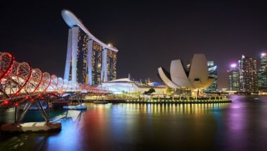 Marina Bay Sands in Singapore with its unique design and rooftop infinity pool